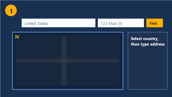 Step 1: select country and type the address in the azimuth tool