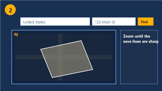 Step 2: satellite map zoomed to the roof with north at the top